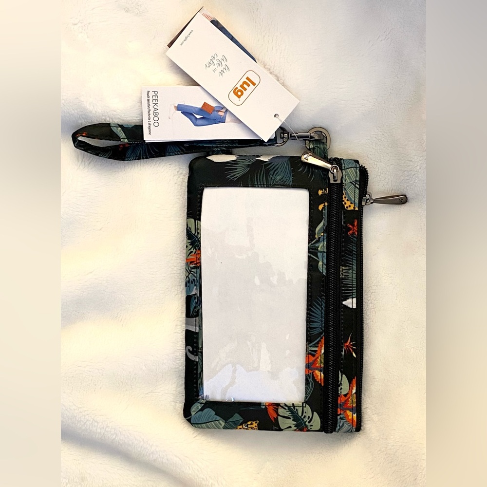 NWT LUG Peekaboo RFID Wristlet & Phone Pouch Wildlife Black - Picture 4 of 10